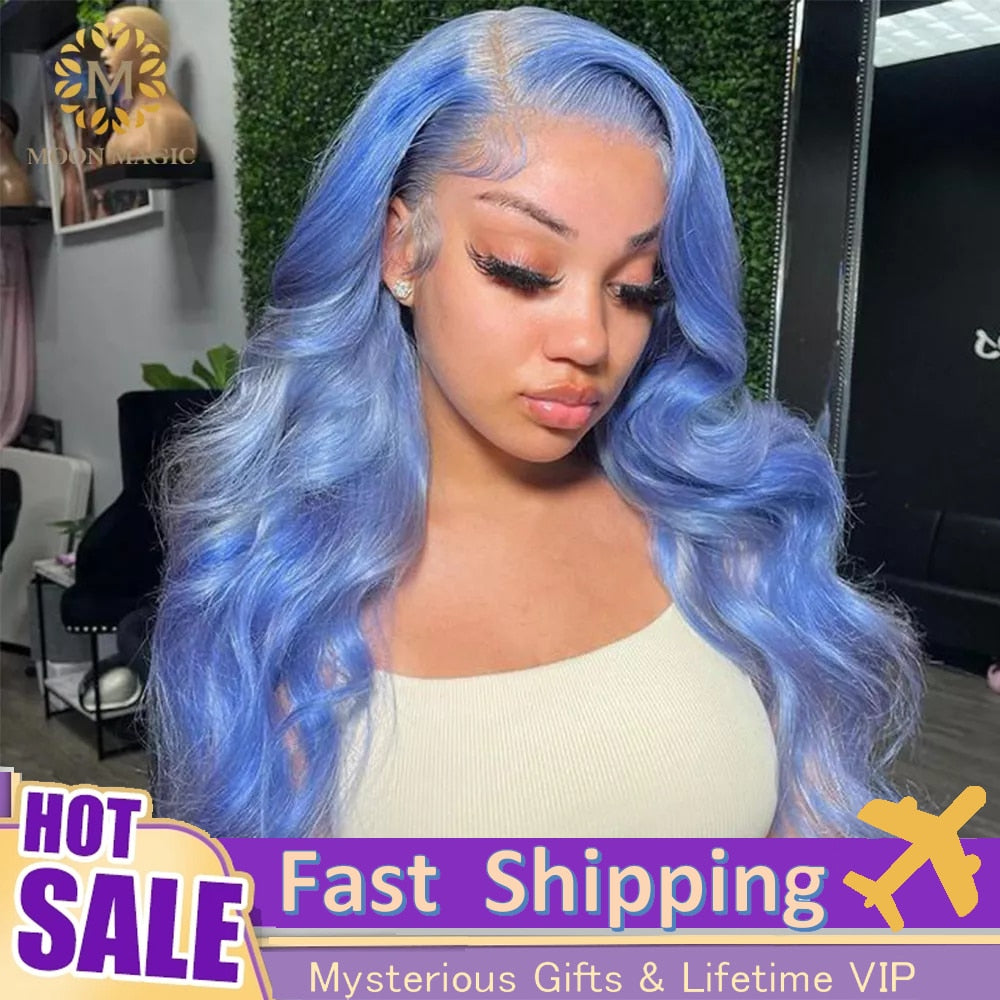 Lace Front Human Hair Wigs Colored Blue Transparent Lace Frontal Wig Human Hair 613 Blonde Lace Front Wig Body Wave Lace Wigs PAP SHOP 42