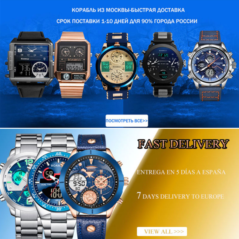 BOAMIGO Mens Watches Top Luxury Brand Men Sports Watches Men&#39;s Quartz LED Digital 3 Clock man Male Wrist Watch relogio masculino PAP SHOP 42