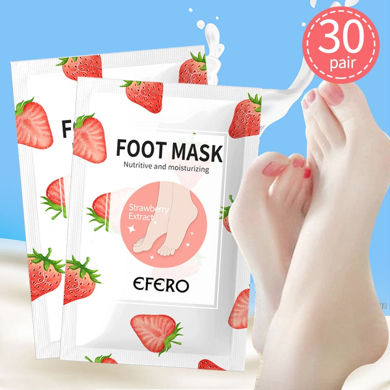 EFERO 30Pair Exfoliating Foot Masks Pedicure Socks Exfoliation for Feet Mask Peel Dead Skin Remover Calluses Whitening Foot Mask PAP SHOP 42