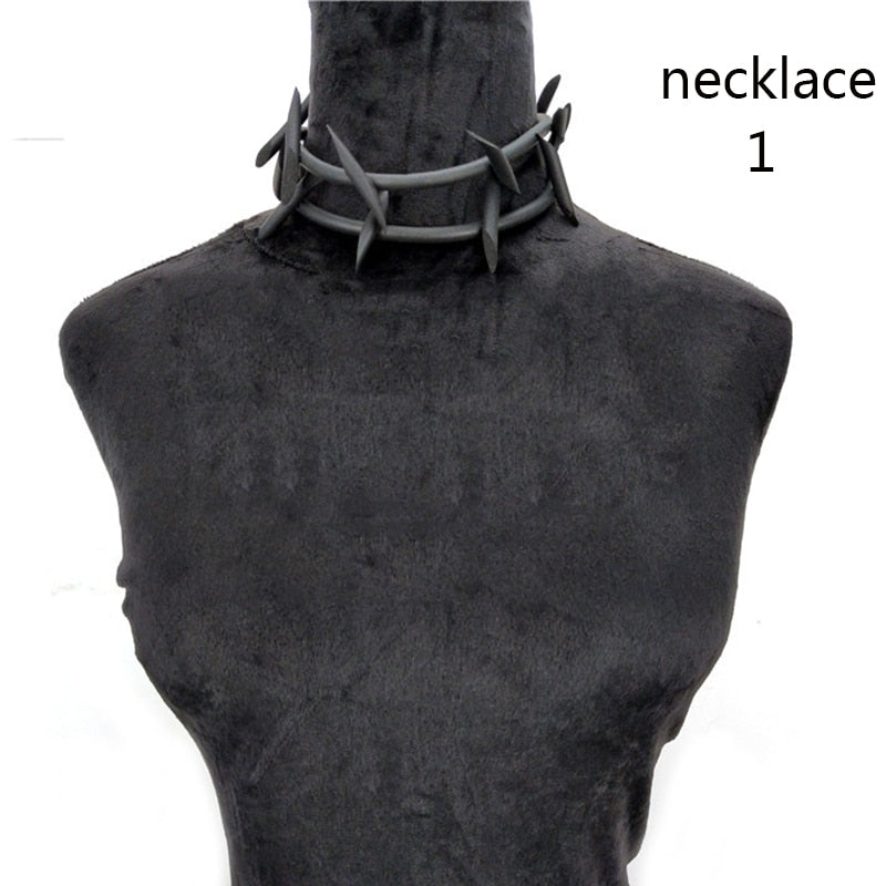 UKEBAY New Gothic Pendant Necklaces Women Punk Sweater Chains 3 Necklaces Strange Jewelry Handmade Rubber Jewelry Torques Rope PAP SHOP 42