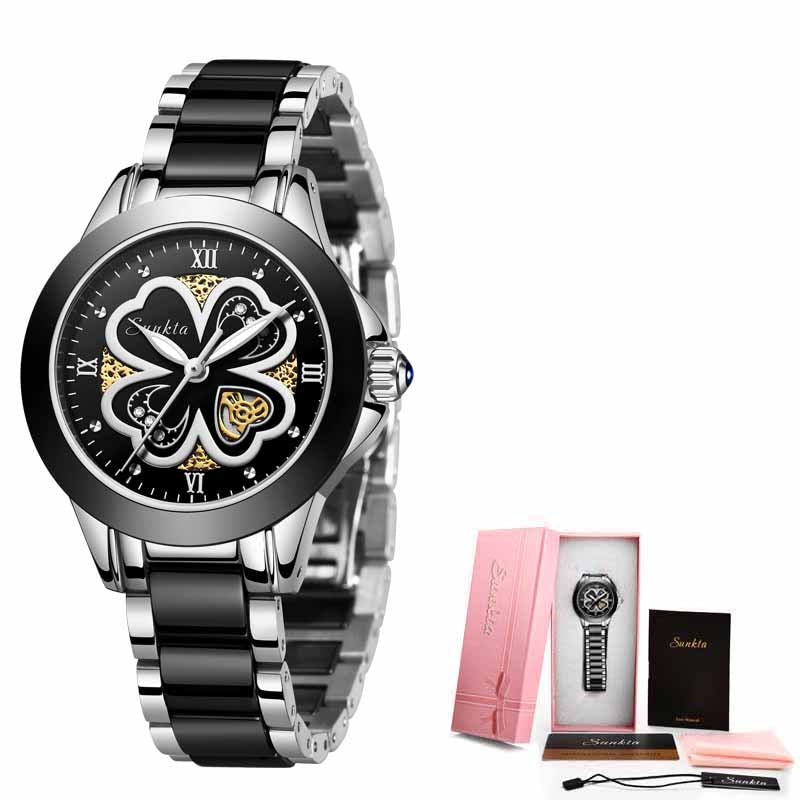 SUNKTA Quartz Women Watches Fashion Waterproof Watches Women Ceramic Bracelet Wristband Watch Girl Clock Relogio Feminino+Bo PAP SHOP 42