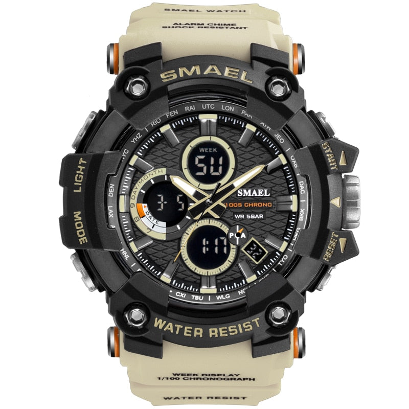 Sport Watch Dual Time Men Watches 50m WaterproofMale Clock  Military Watches for Men 1802D Shock Resisitant Sport Watches Gifts PAP SHOP 42