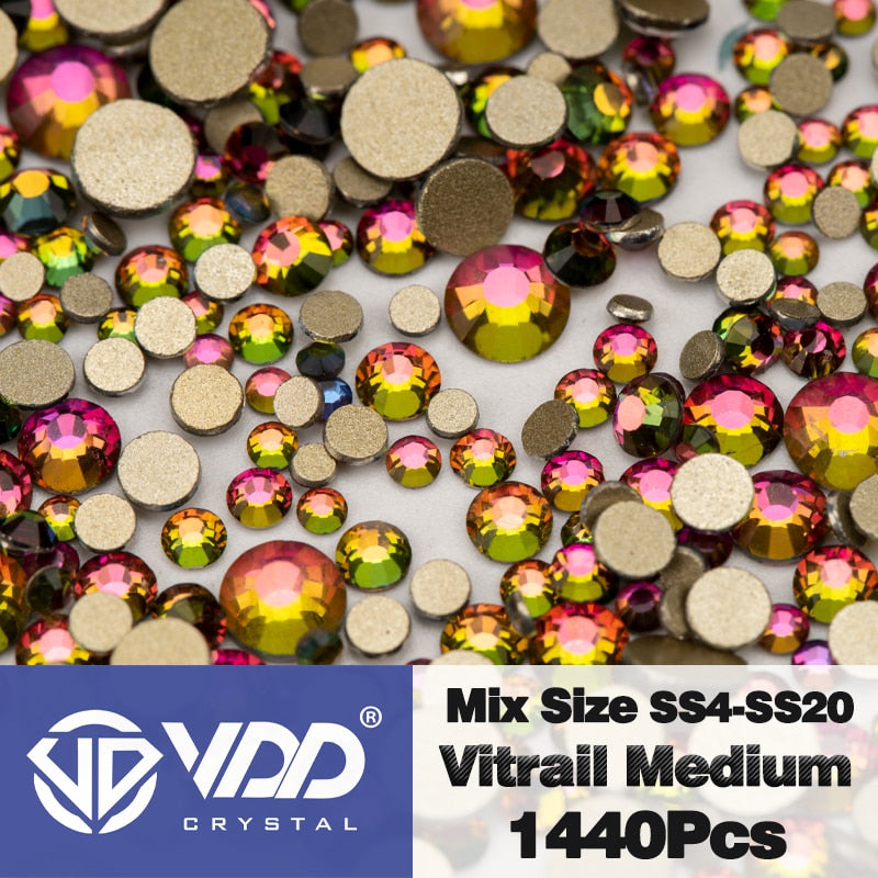 VDD SS4-SS20 Mix Size Clear Crystal Non HotFix Gold FlatBack Rhinestones Decorations DIY Glitter Stones 3D Nail Art Accessories PAP SHOP 42