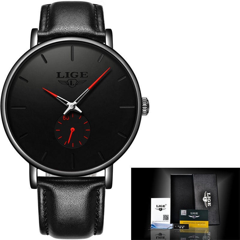 LIGE New Fashion Mens Watches Top Brand Luxury Sport Waterproof Simple Ultra-Thin Watches Men Quartz Clock Relogio Masculino+Box PAP SHOP 42