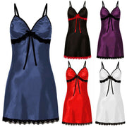 Women Sexy Sleepwear Lace Silk Satin Night Dress Sleeveless Nighties V-neck Nightgown Plus Size Nightwear PAP SHOP 42