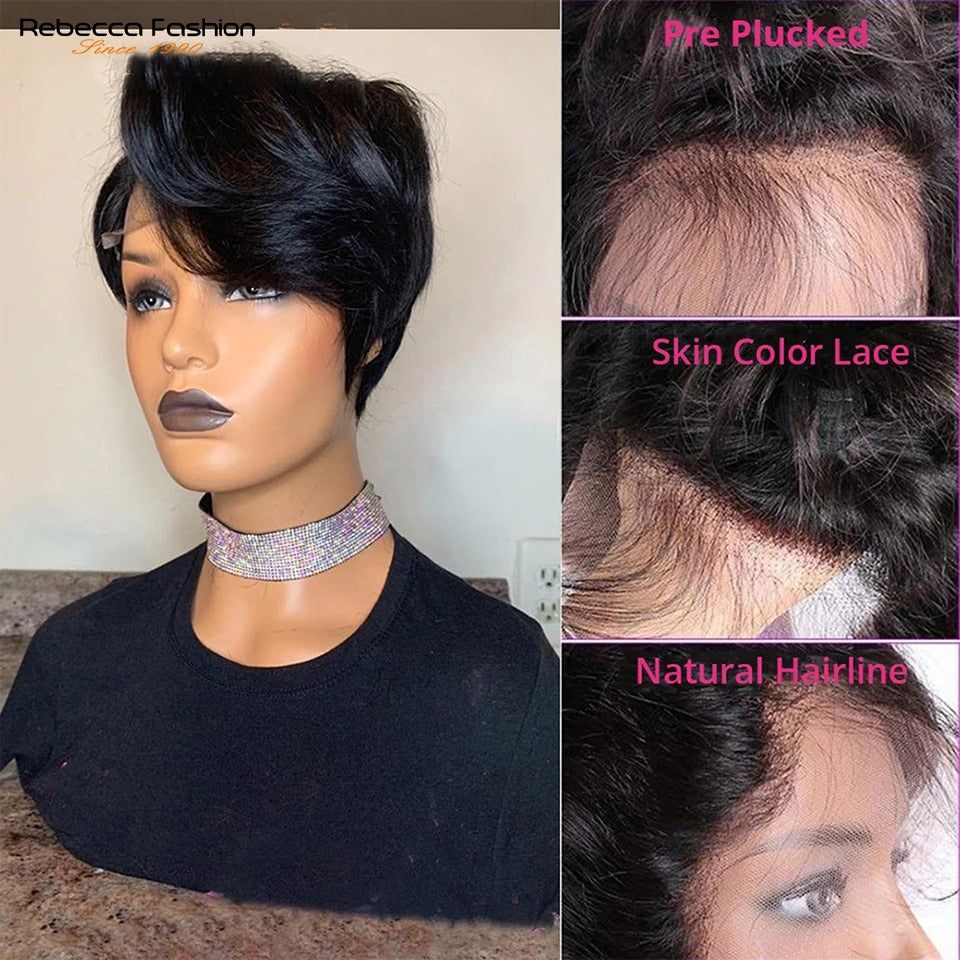 Pixie Cut Wig 13x6x1 T Part Transparent Lace Brazilian Virgin Human Hair Lace Wigs For Women 613 Blonde Short Bob Wigs Straight PAP SHOP 42