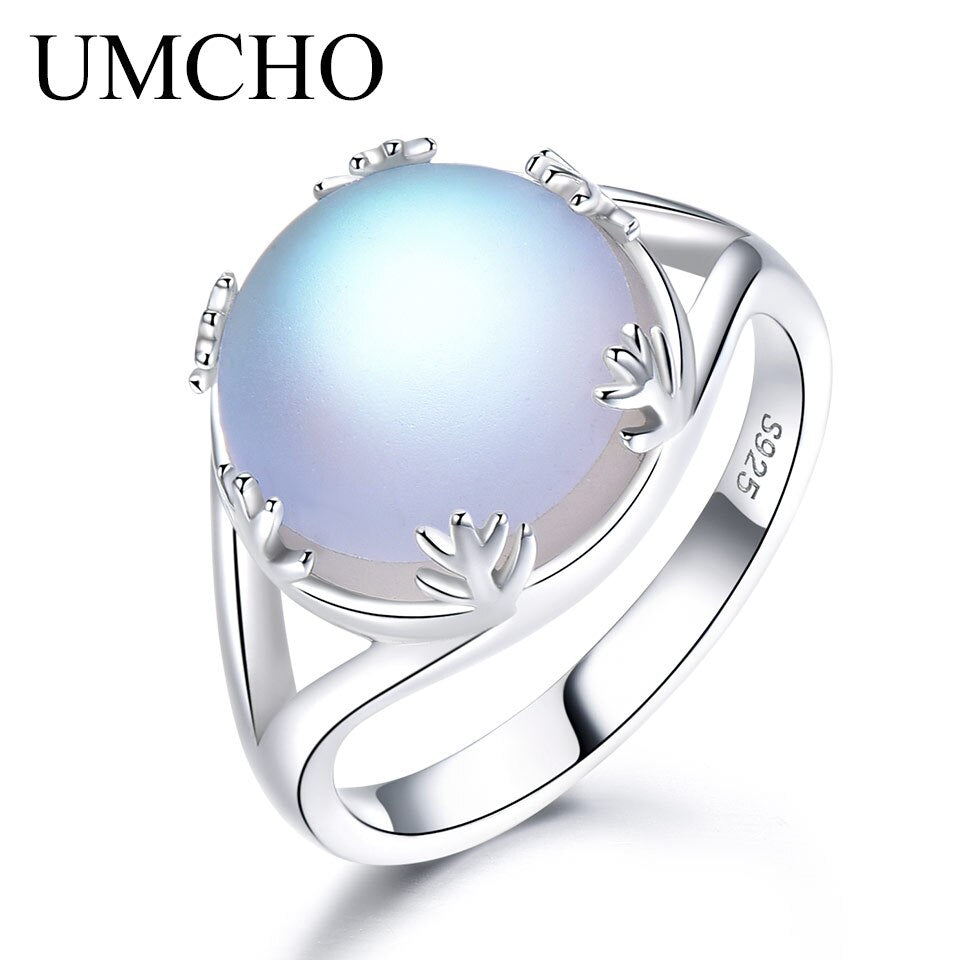 UMCHO Real 925 Sterling Silver Jewelry Aurora Borealis Colorful Gemstone Rings For Women Romatic Elegant Gift Fine Jewelry PAP SHOP 42