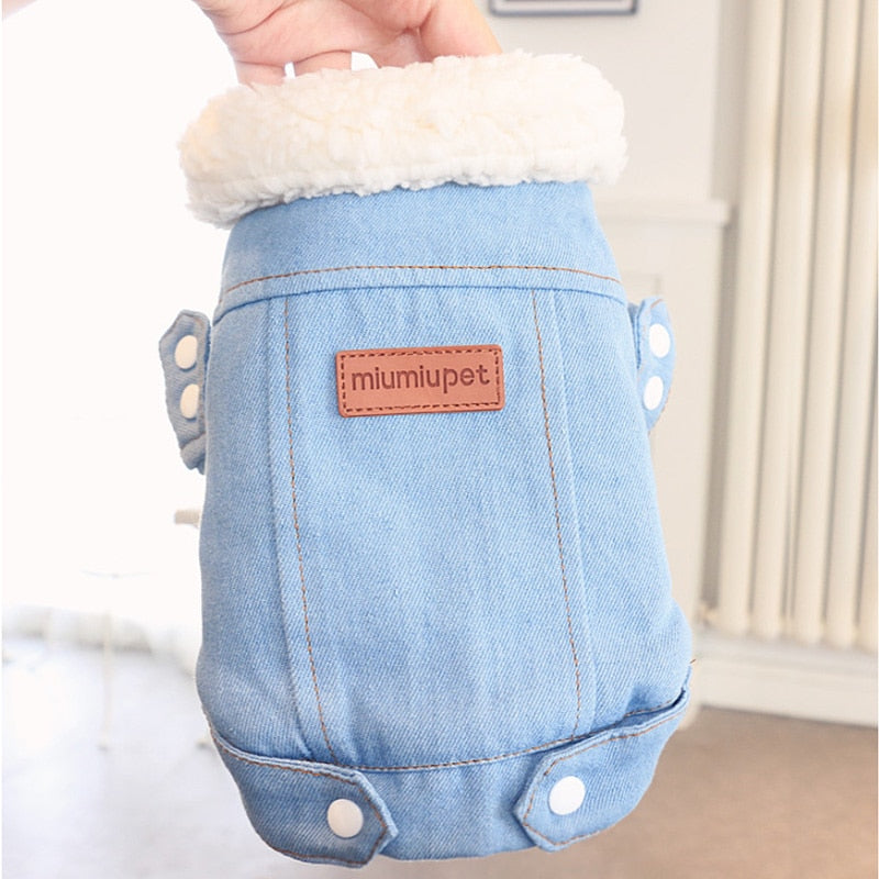 Pet Dog Coat Clothes Warm Winter Dog Jacket Thickness Denim Jean Coat for Small Dogs Clothes Lovely Pet Jacket for Cats 40 PAP SHOP 42