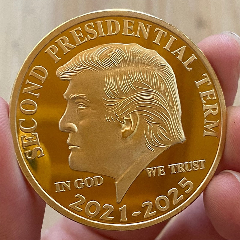 1PCS Gold Sliver US Donald Trump Commemorative Coin &quot;Second Presidential Term 2021-2025 IN GOD WE TRUST&quot; PAP SHOP 42