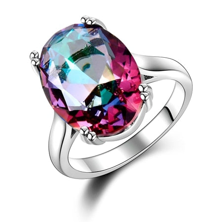 Fashion Women's Jewelry S925 Silver Ring Mystic Fire Rainbow Topaz Rings Promotion Elegant Wedding Jewelry anillos Party Gift PAP SHOP 42