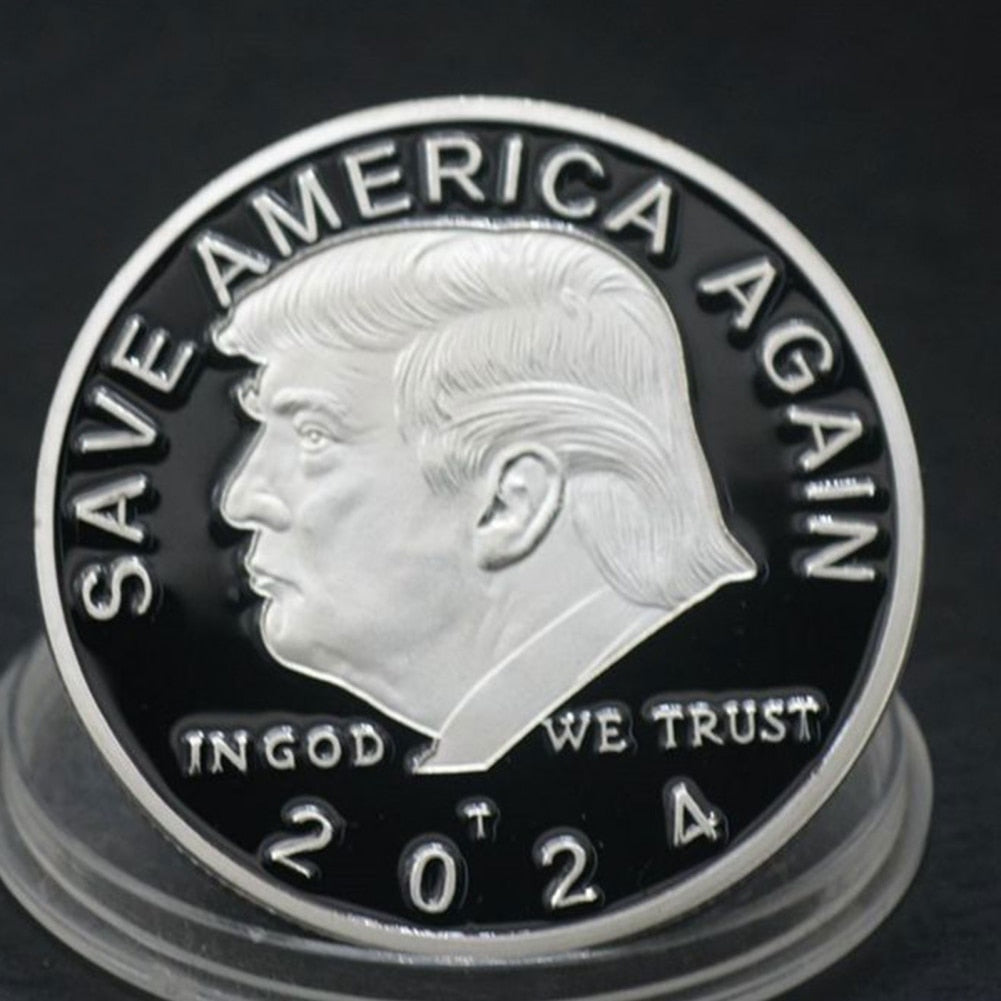 1PCS Gold Sliver US Donald Trump Commemorative Coin &quot;Second Presidential Term 2021-2025 IN GOD WE TRUST&quot; PAP SHOP 42