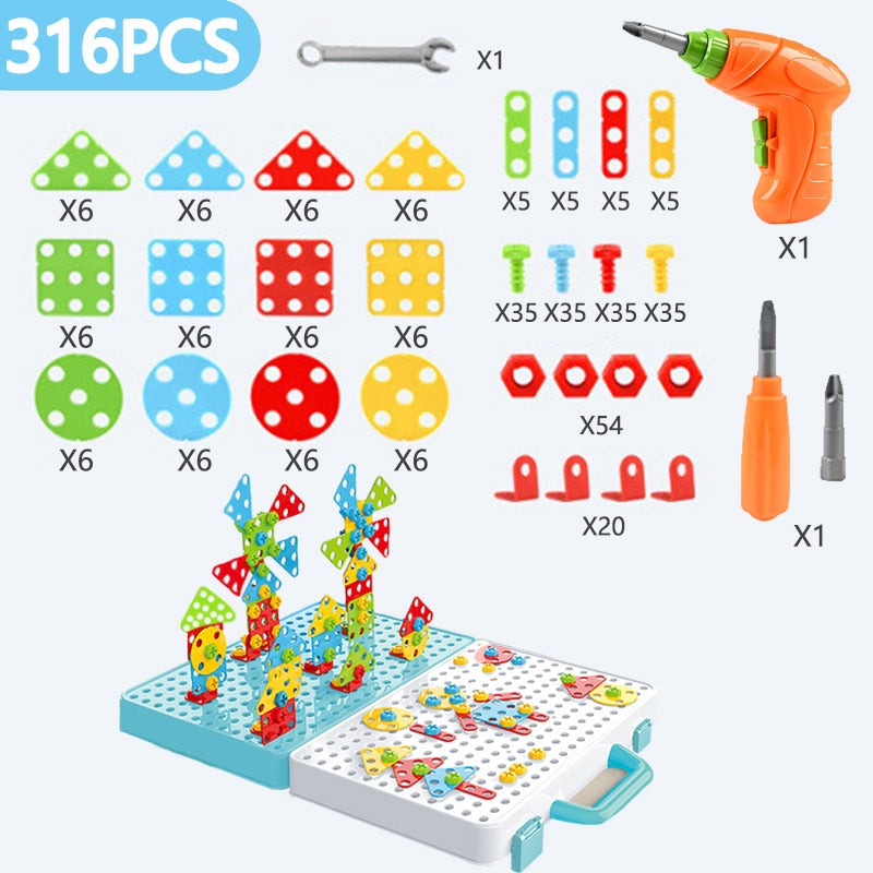 Kids Drill Screw Nut Puzzles Toys Pretend Play Tool Drill Disassembly Assembly Children Drill 3D Puzzle Toys For Boy PAP SHOP 42