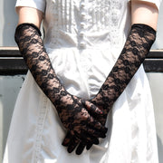 Women See Through Floral Lace Long Gloves Black White Red Sexy Elbow Length Mittens Party Evening Gloves Accessories PAP SHOP 42