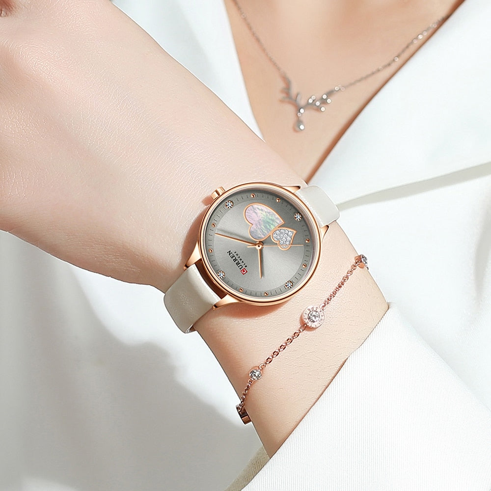 CURREN Watches Women Fashion Leather Quartz Wristwatch Charming Rhinestone Female Clock Zegarki Damskie PAP SHOP 42