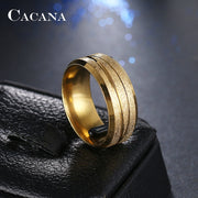 CACANA  Stainless Steel Rings For Women Cross Lines Fashion Jewelry Wholesale NO.R1 PAP SHOP 42