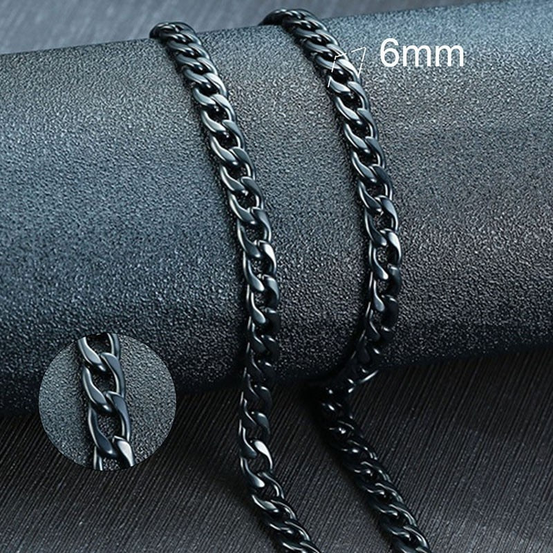 Vnox Men&#39;s Cuban Link Chain Necklace Stainless Steel Black Gold Color Male Choker colar Jewelry Gifts for Him PAP SHOP 42
