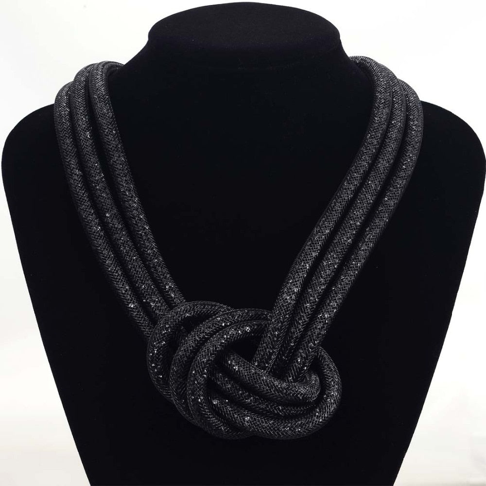 Miasol Fashion Handmade Mesh Net Big Knot Rhinestone Tiny Resin Crystal Women Necklaces Jewelry Gifts PAP SHOP 42