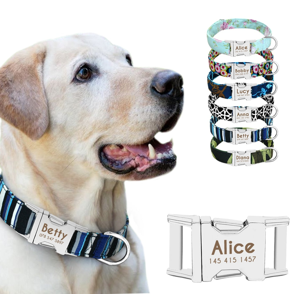 Dog Collar Personalized Nylon Small Dogs Puppy Collars Engrave Name ID for Small Medium Large Pet Pitbull German Shepherd PAP SHOP 42