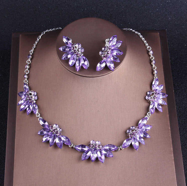 Noble Purple Crystal Bridal Jewelry Sets Necklaces Earrings Crown Tiaras Set African Beads Jewelry Set Wedding Dress Accessories PAP SHOP 42
