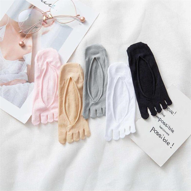 5 Pair Women Five Toe Socks Spring Summer And Autumn Fashion Short Sock Woman's And Ladies 5 Finger Cotton Boat Socks PAP SHOP 42