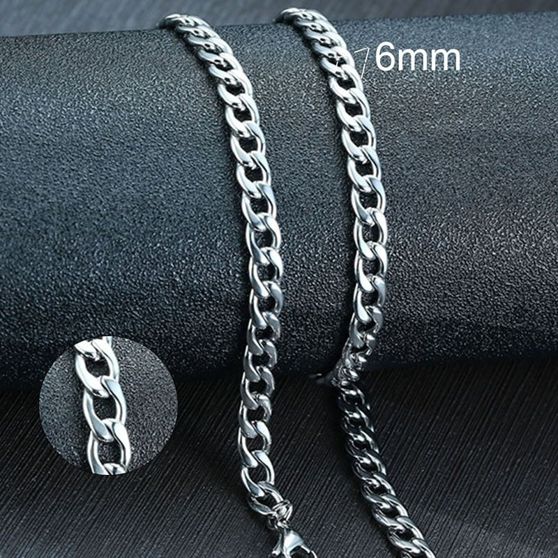 Vnox Men&#39;s Cuban Link Chain Necklace Stainless Steel Black Gold Color Male Choker colar Jewelry Gifts for Him PAP SHOP 42