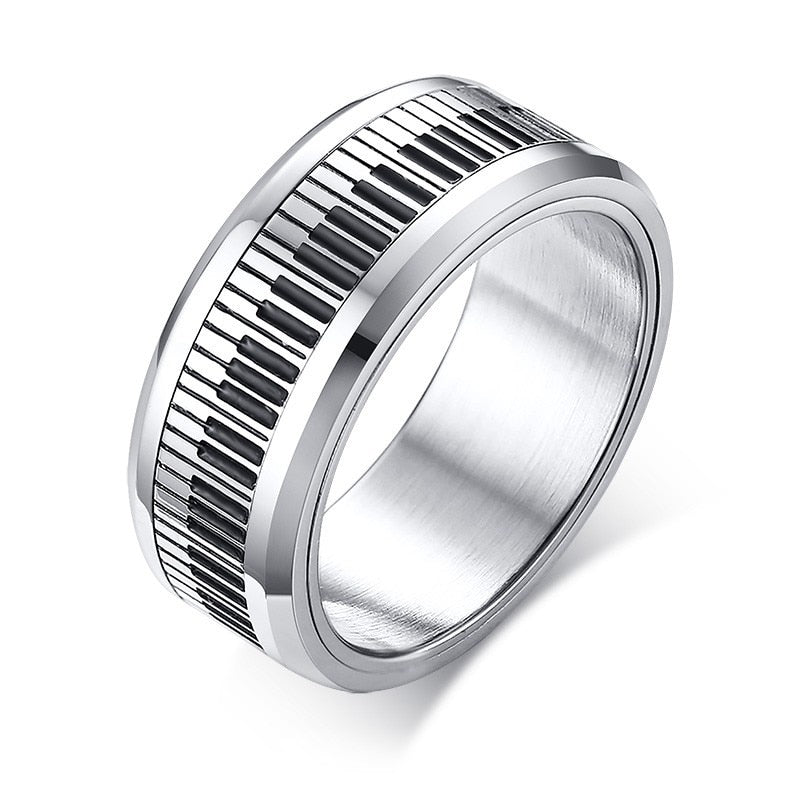 Rotatable Spinner Ring Men Music Piano Keyboard Stainless Steel New Man Boyfriend Gift PAP SHOP 42
