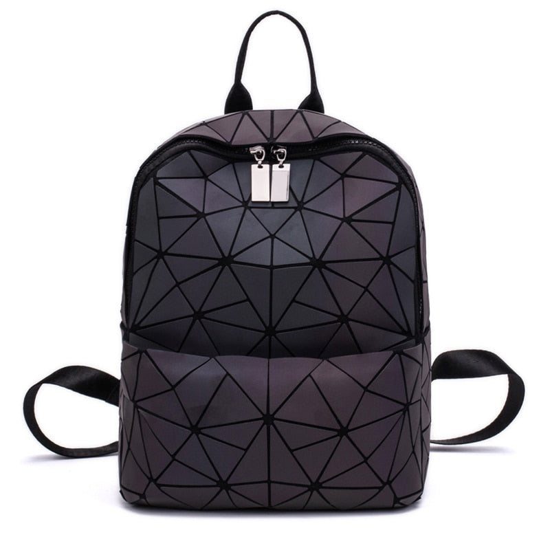 New Women Backpack Geometric Folding Bag Small Students School Bags For Teenage Girls Luminous Backpacks Hologram Daily Backpack PAP SHOP 42