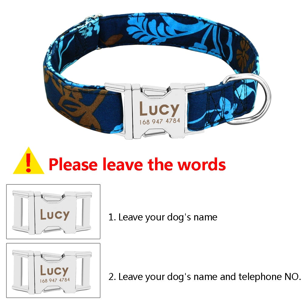 Dog Collar Personalized Nylon Small Dogs Puppy Collars Engrave Name ID for Small Medium Large Pet Pitbull German Shepherd PAP SHOP 42