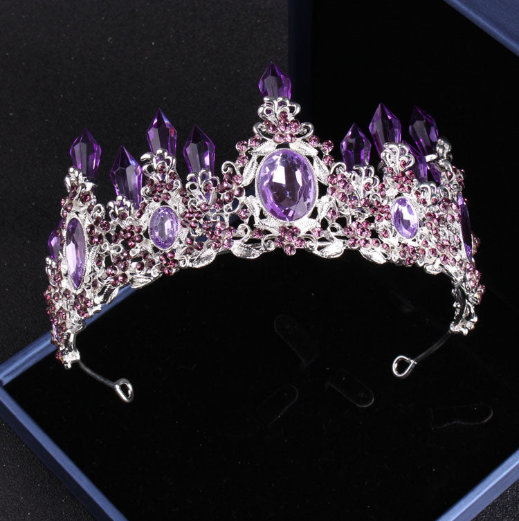 Noble Purple Crystal Bridal Jewelry Sets Necklaces Earrings Crown Tiaras Set African Beads Jewelry Set Wedding Dress Accessories PAP SHOP 42