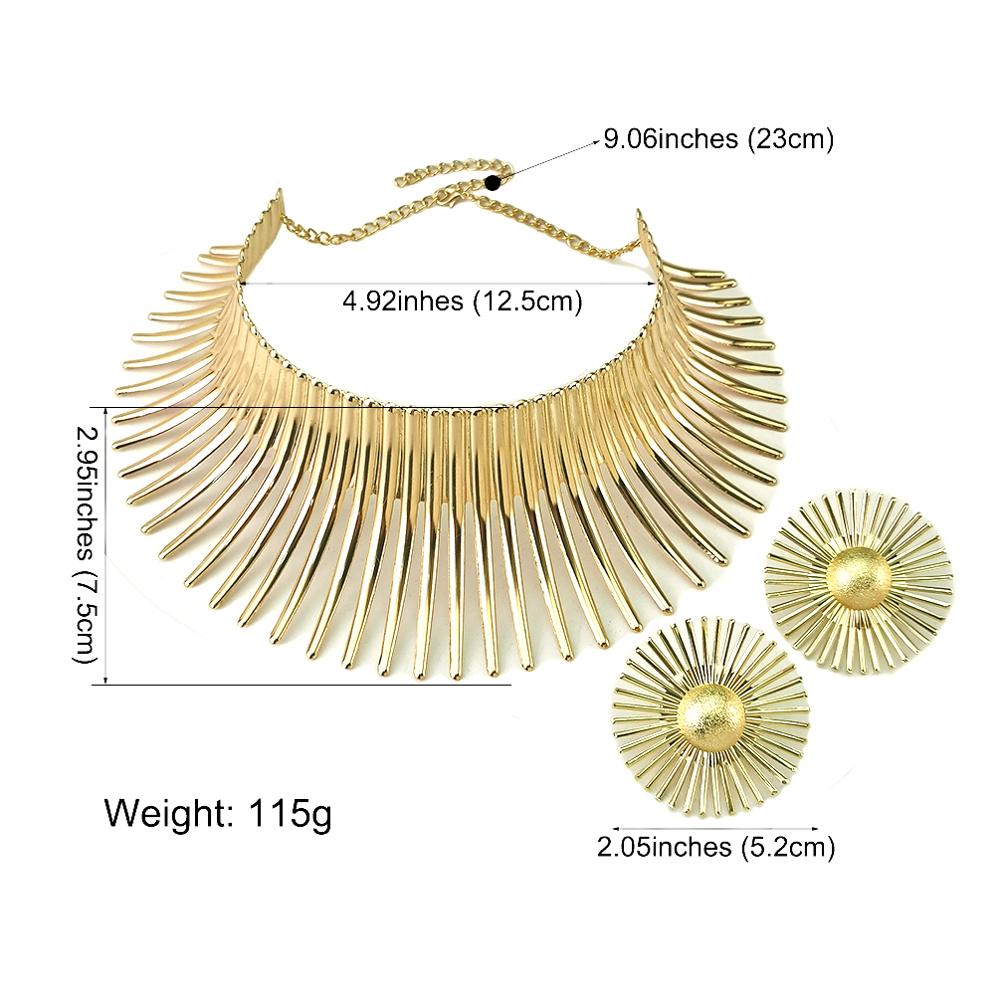 Africa Necklaces Jewelry Set Gold Color Metal Big Exaggerated Torque Choker Necklace Earrings Set Jewelry Steampunk Party UKMOC PAP SHOP 42