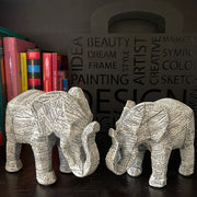 NORTHEUINS 2 Pcs/Set Resin 3D American Geometric Origami Elephant Figurines Creative Animal Couple Statue Home Office Desk Decor PAP SHOP 42