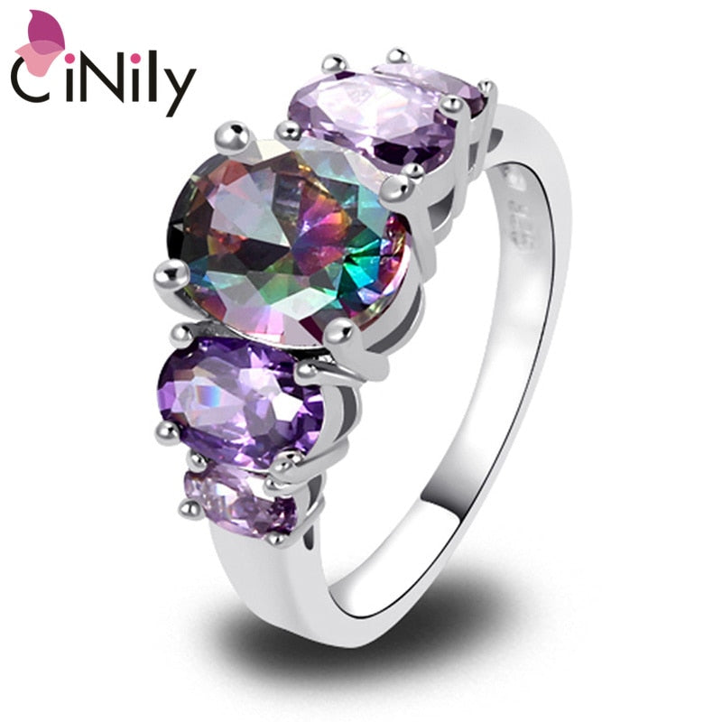CiNily Luxurious Mystery Stone Ring Silver Plated Rainbow Fashion Jewelry Ring for Jewelry Fashion Woman Ring Gift NJ518 PAP SHOP 42