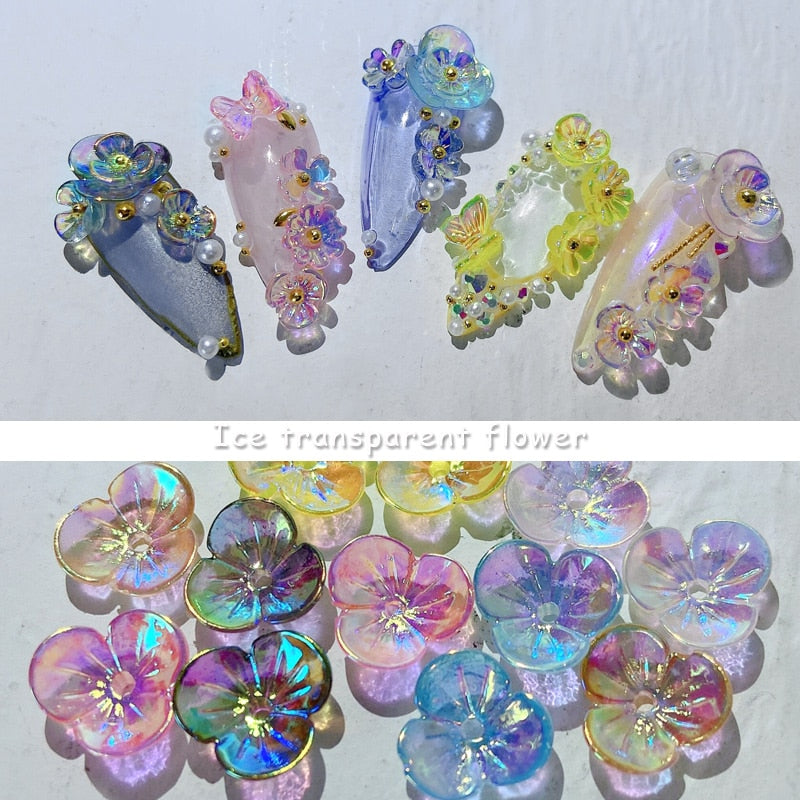 Colorful AB Crystal Flower Butterfly Nail Art Decorations Mix Metal Rivets Pearls Holographic DIY Nails Rhinestones Accessories PAP SHOP 42