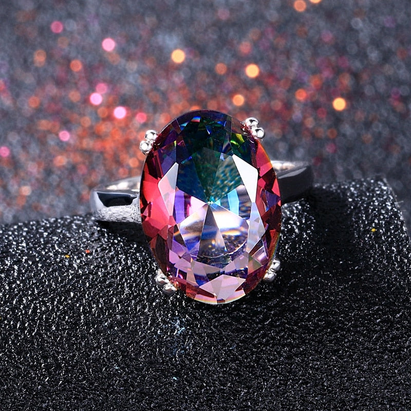 Fashion Women's Jewelry S925 Silver Ring Mystic Fire Rainbow Topaz Rings Promotion Elegant Wedding Jewelry anillos Party Gift PAP SHOP 42