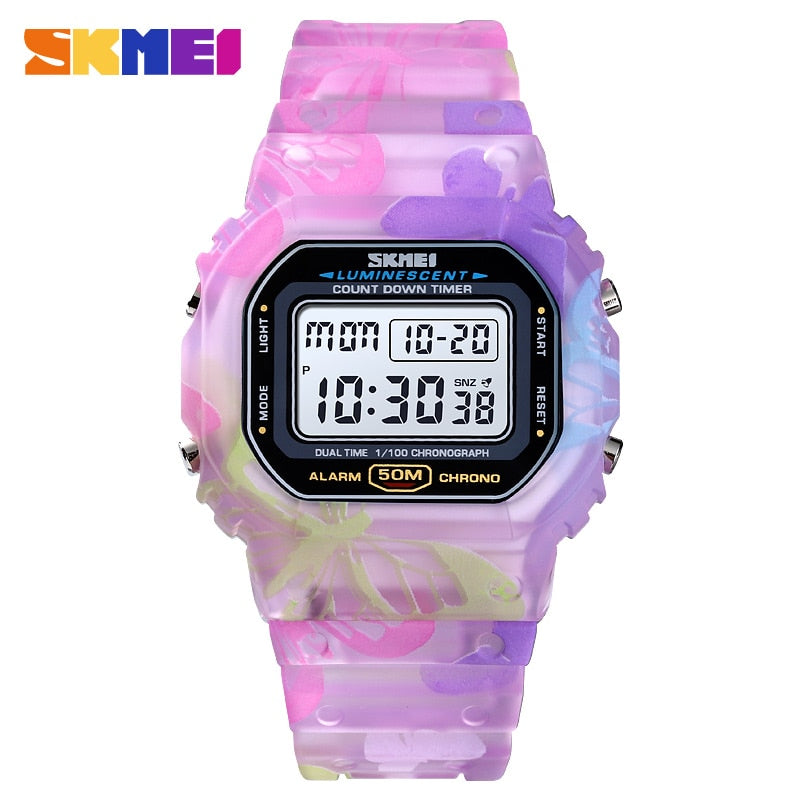 SKMEI Colorful Fashion Ladies Watches PU Transparent Shockproof Teenager Girls Wristwatches Digital Waterproof reloj mujer 1627 PAP SHOP 42