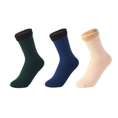 3 Pairs/lot Women's Winter Warm Socks Thicken Thermal Nylon Solid Color Socks Soft Snow Velvet Boots Floor Sleep Black Sock PAP SHOP 42