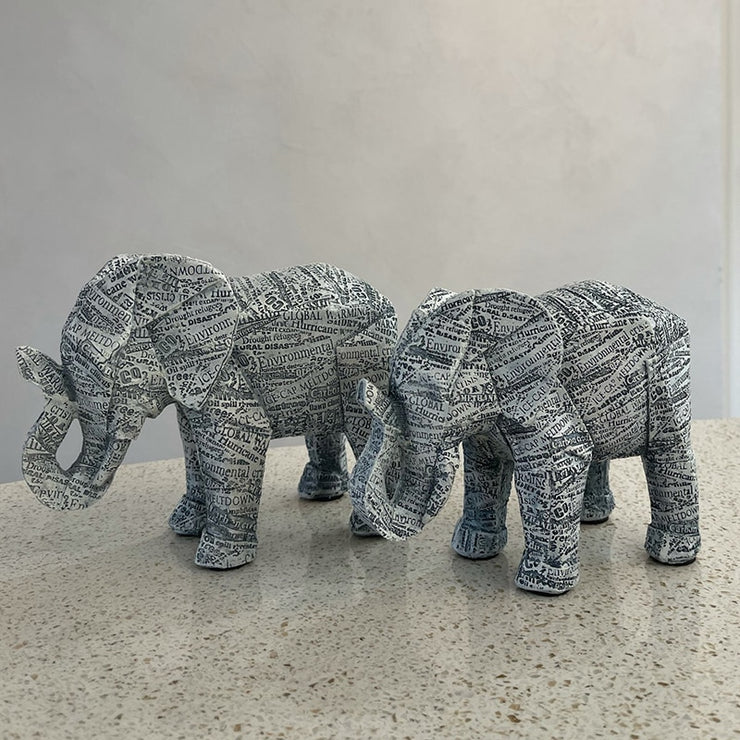 NORTHEUINS 2 Pcs/Set Resin 3D American Geometric Origami Elephant Figurines Creative Animal Couple Statue Home Office Desk Decor PAP SHOP 42