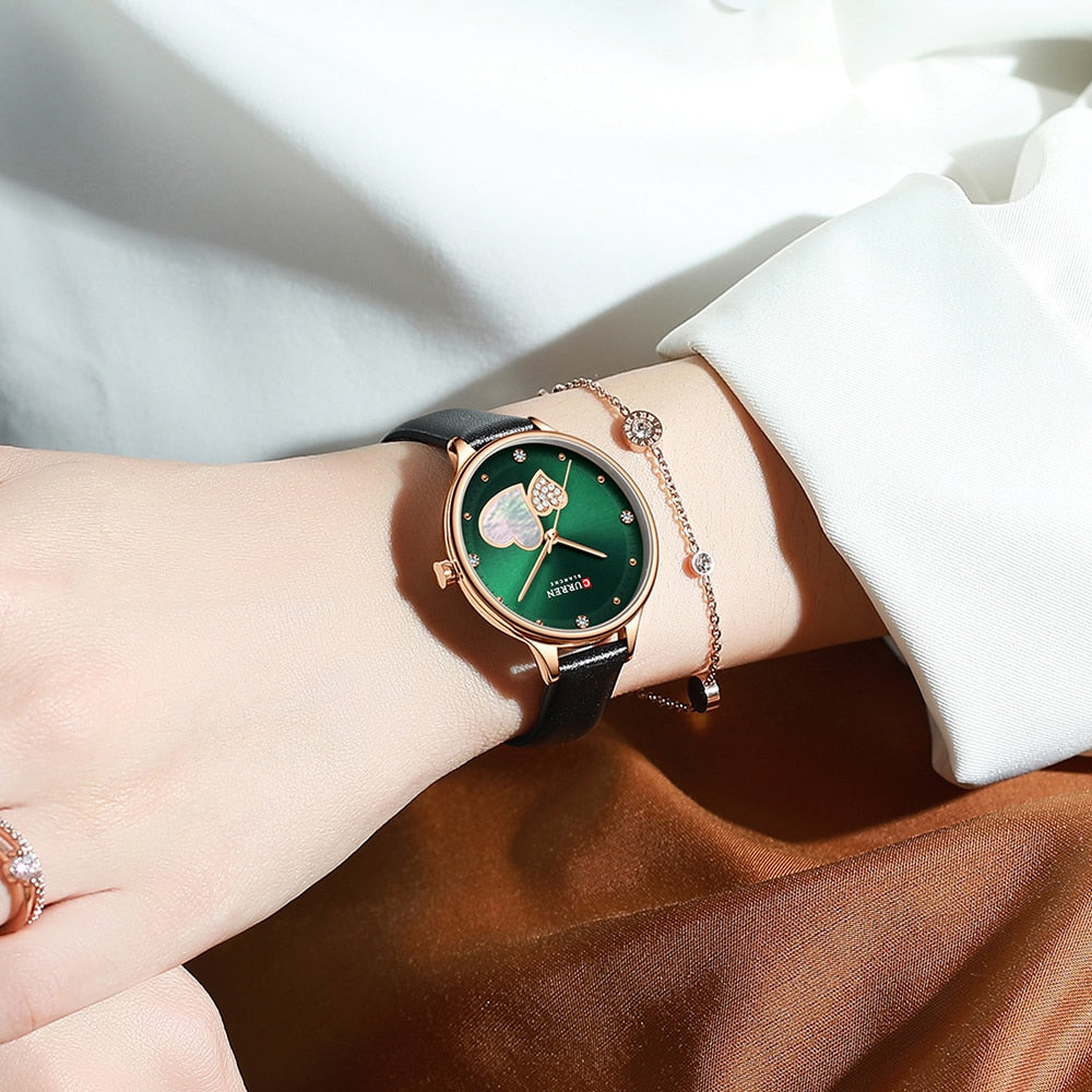 CURREN Watches Women Fashion Leather Quartz Wristwatch Charming Rhinestone Female Clock Zegarki Damskie PAP SHOP 42