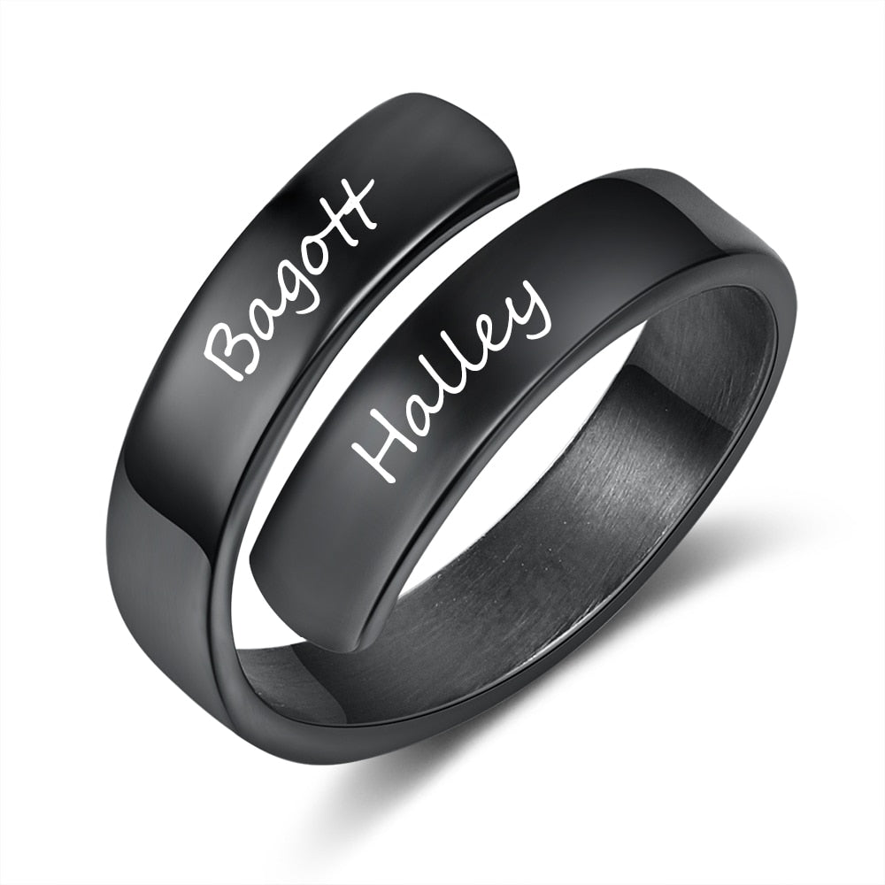 Personalized Gift Customized Engraved Name Stainless Steel Adjustable Rings for Women Anniversary Jewelry (JewelOra RI102973) PAP SHOP 42