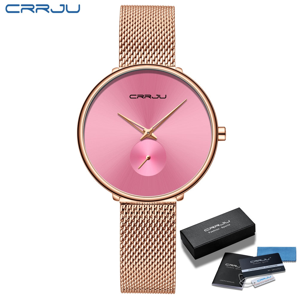 CRRJU Women&#39;s Watches 2021 Luxury Ladies Watch Fashion Minimalist Waterproof Slim Band Watches for Women Gift Reloj Mujer PAP SHOP 42