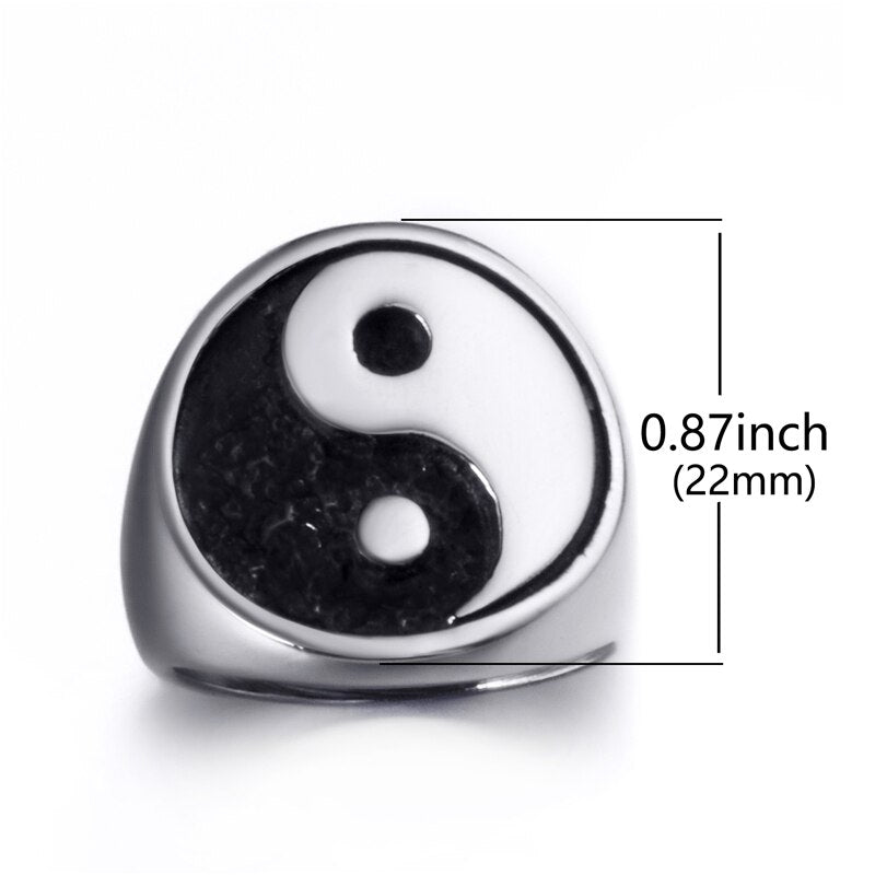 Elfasio Chinese Yin Yang Rings Men's Stainless Steel Symbol Vintage Jewelry PAP SHOP 42