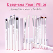 Jessup Professional Makeup Brushes Set 15pcs Make up Brush Pearl White/Silver Tools kit Eye Liner Shader natural-synthetic hair PAP SHOP 42