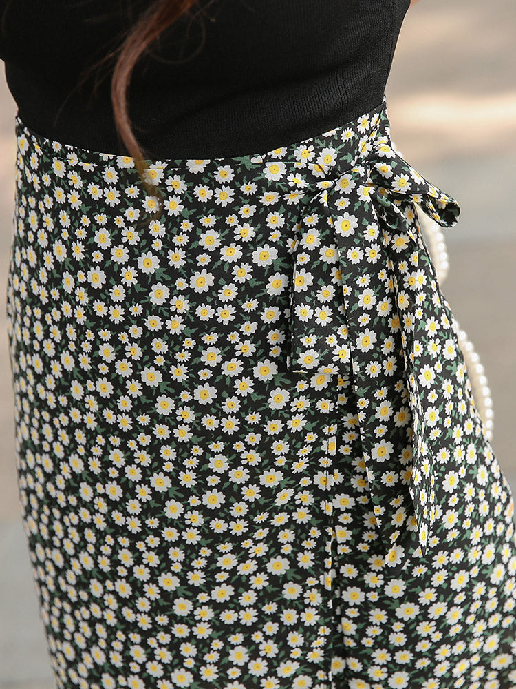 Chiffon Design Sense Lace up over-the-Knee Midi Dress Little Daisy PAP SHOP 42