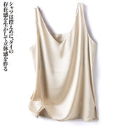 Silk Cami Women's Inner wear Summer Outer Wear Loose Western Style V-neck Base Satin Sleeveless Mulberry Silk Top PAP SHOP 42