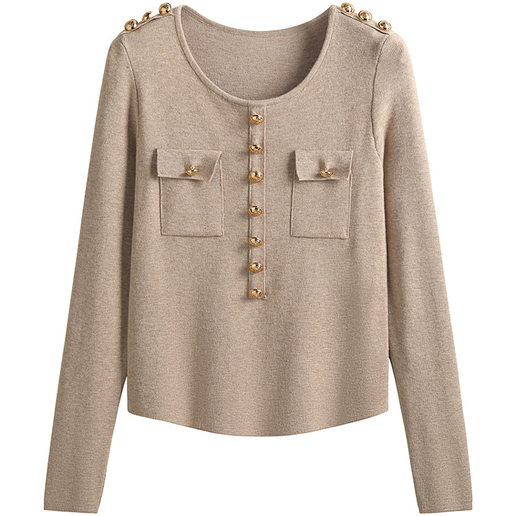 Jzzdemm Kyushu Eslite Gold Buckle Knitted Pullover PAP SHOP 42