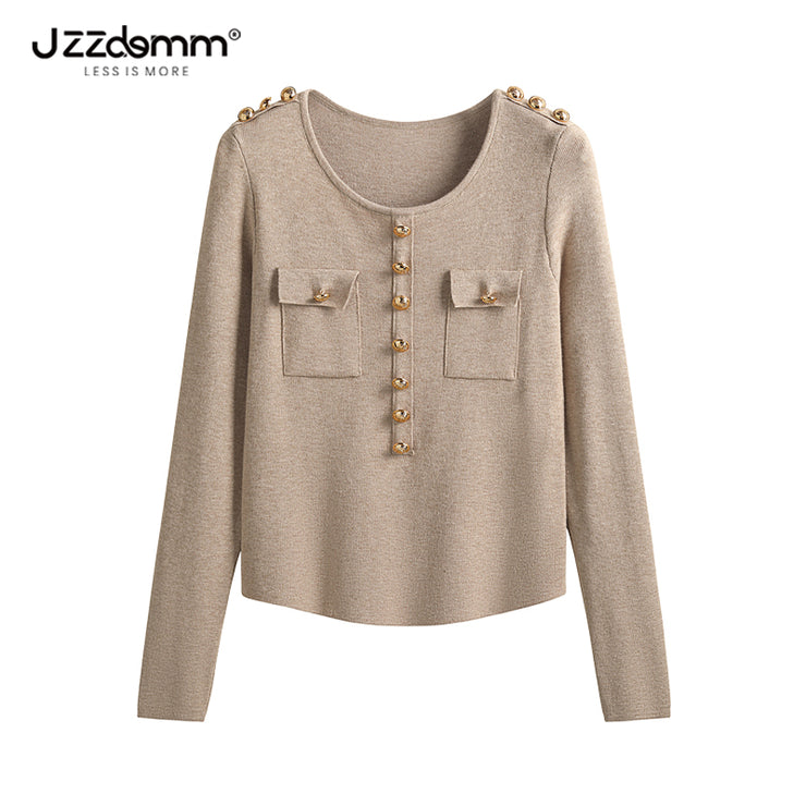 Jzzdemm Kyushu Eslite Gold Buckle Knitted Pullover PAP SHOP 42