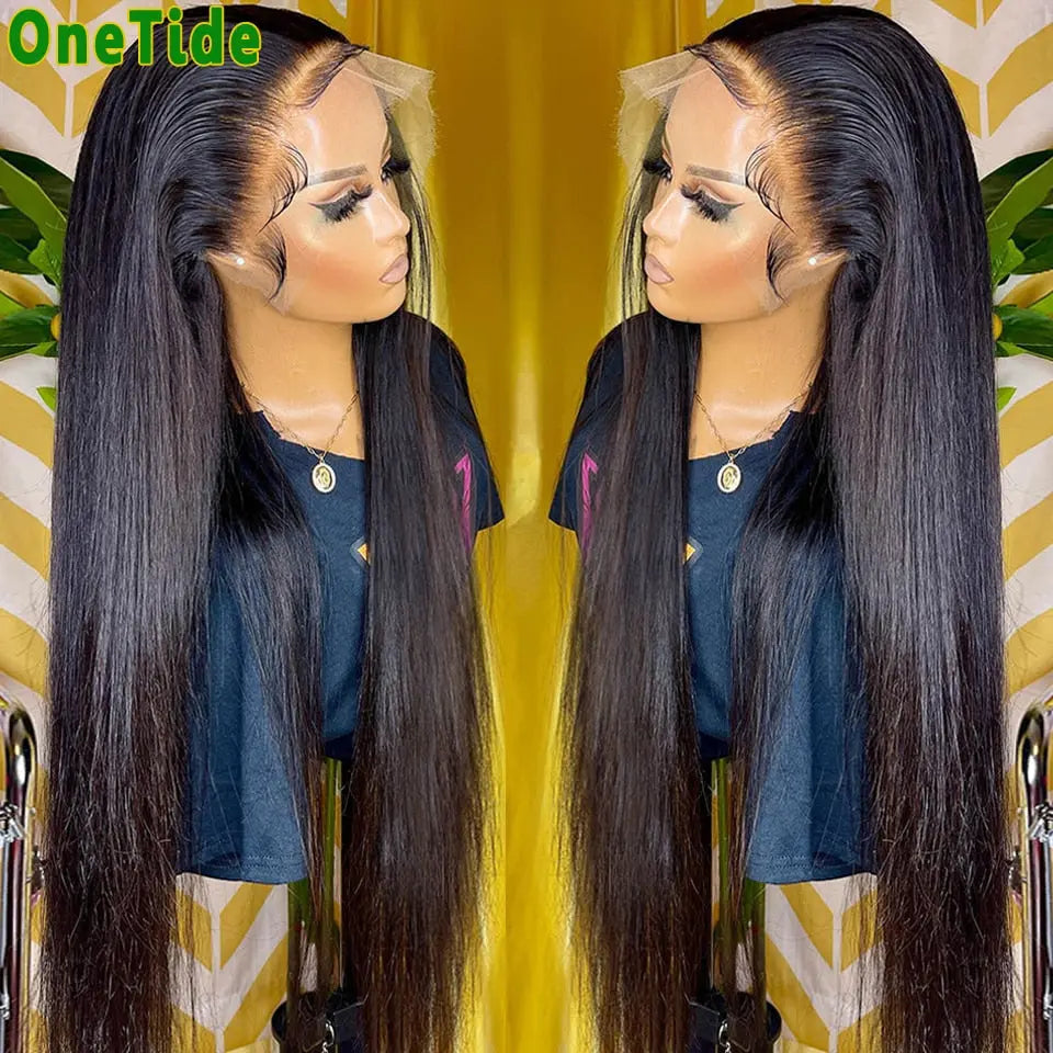 ONETIDE Transparent 34 Inch Bone Straight Lace Front Wig Brazilian Human Hair 13x4 Lace Frontal Wigs For Women Closure Wigs PAP SHOP 42