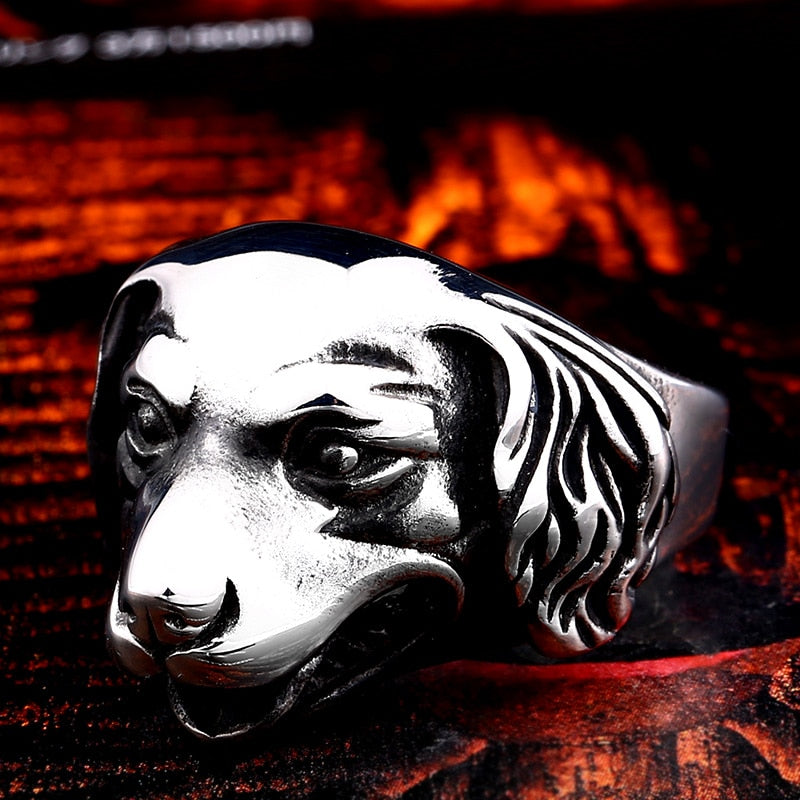 Stainless Steel fashion animal golden retriever Sharpei Dog Ring Men Simulation Details Personality Unique Amulet Jewelry PAP SHOP 42