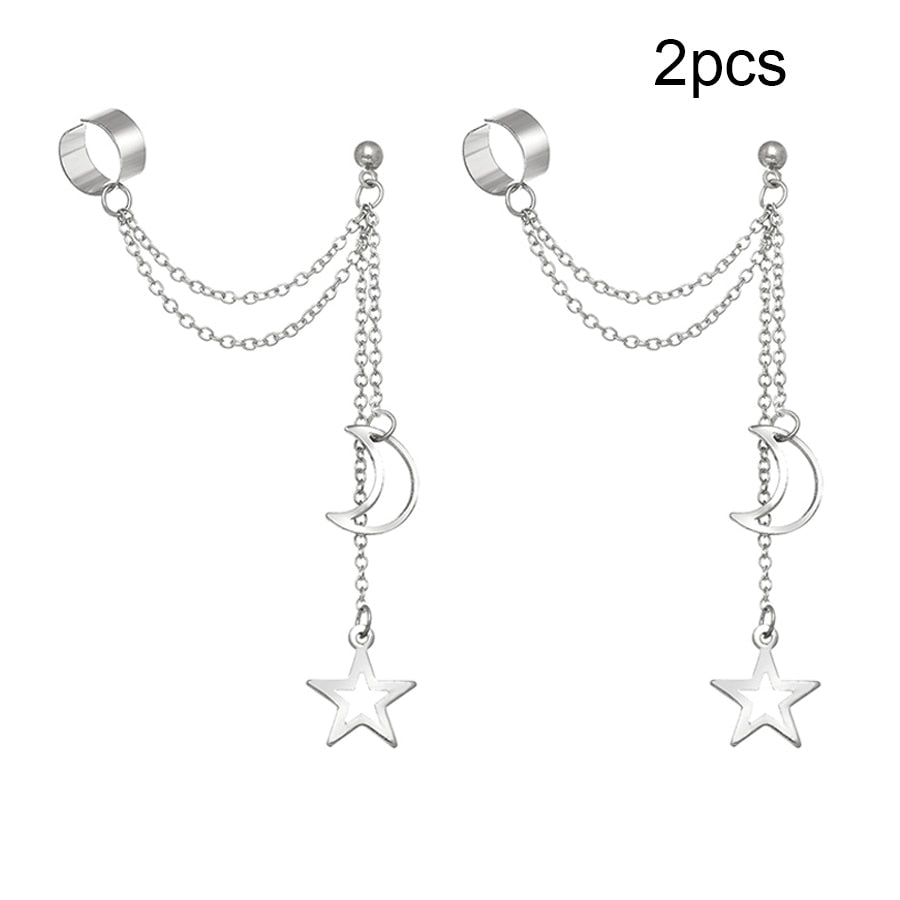 LATS Silver Color Leaves Clip Earrings for Women Men Creative Simple C Ear Cuff Non-Piercing Ear Ear Clip Set Trend Jewelry Gift PAP SHOP 42