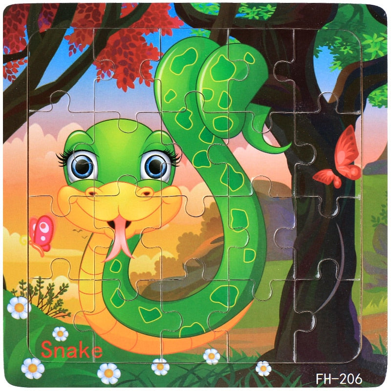New 20 Piece Montessori 3d Puzzle Cartoon Animal Vehicle Jigsaw Wood Puzzle Game Early Learning Educational Toys For Children PAP SHOP 42